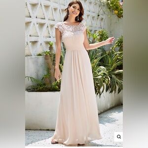 Lacey Neckline Open Back Ruched Bust Wholesale Chiffon Evening Dresses
